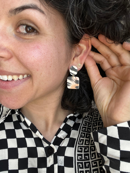 Tijger oorbellen - vierkant