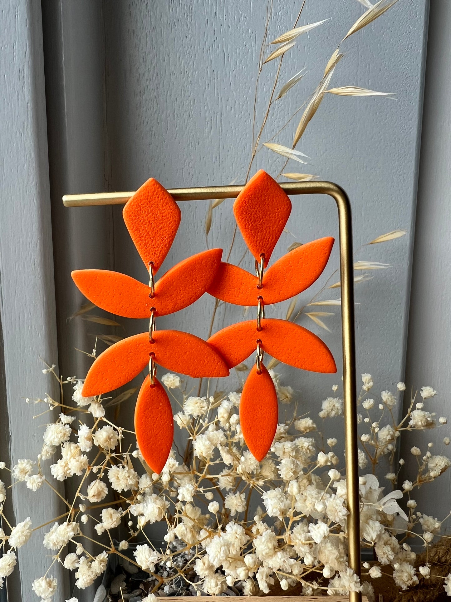 Chiara blad oorbellen - oranje