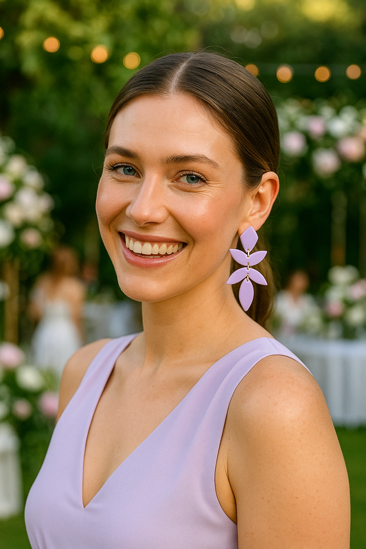 Chiara leaf earrings - lilac