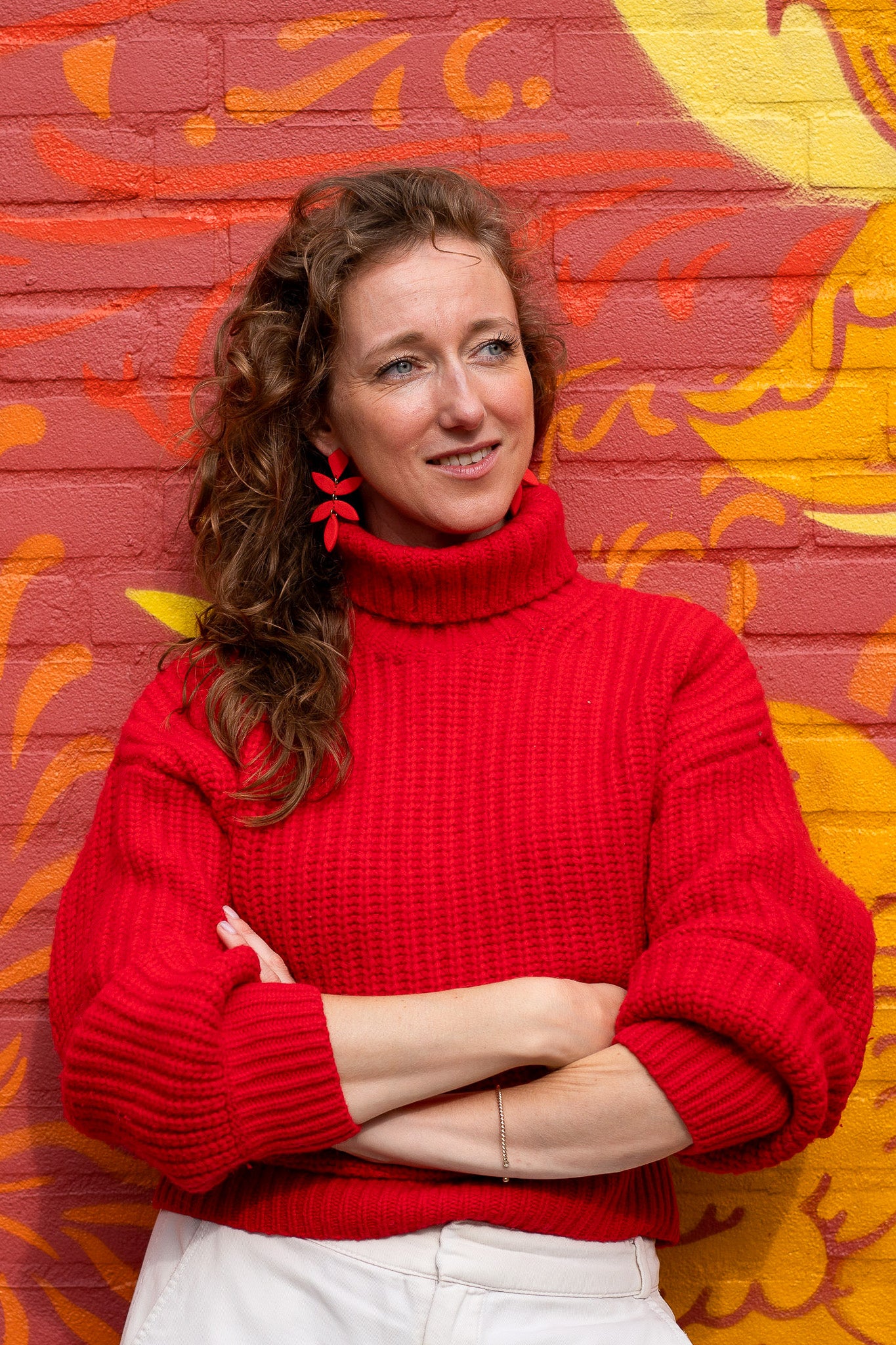 Chiara blad oorbellen - vuurrood