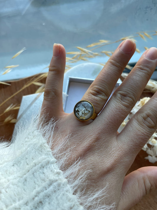 Multikleur Beige Cabochon Ring