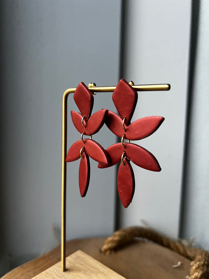 Chiara blad oorbellen - metallic copper