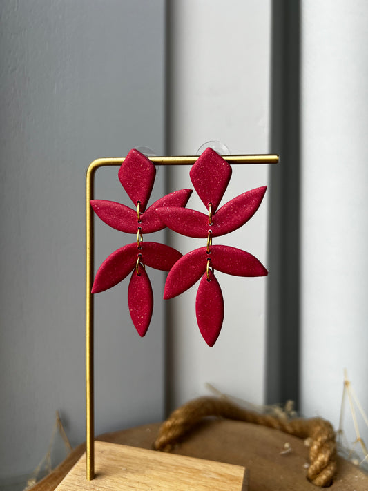 Chiara blad oorbellen - galaxy rood