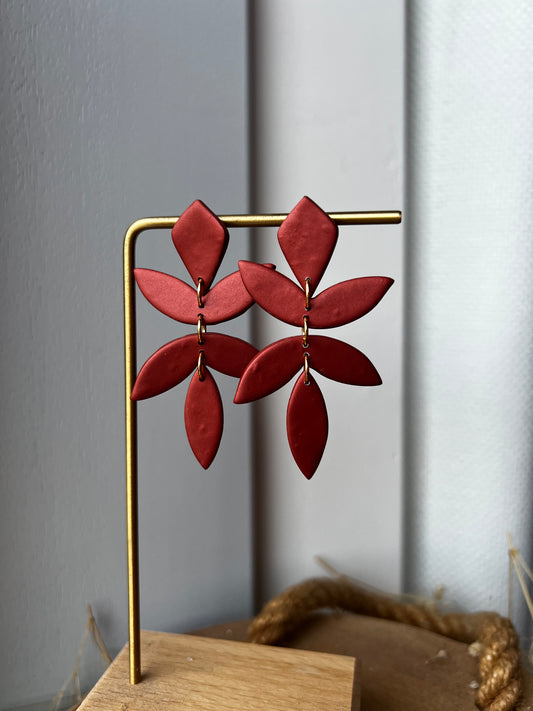 Chiara blad oorbellen - metallic copper