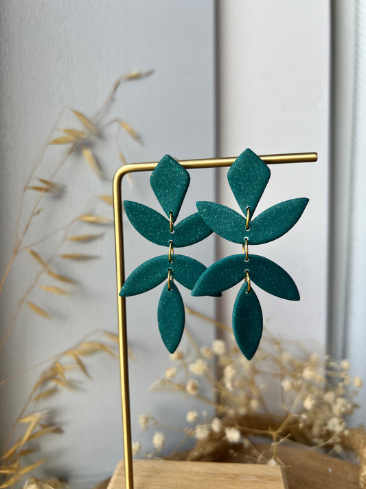 Chiara blad oorbellen - galaxy groen