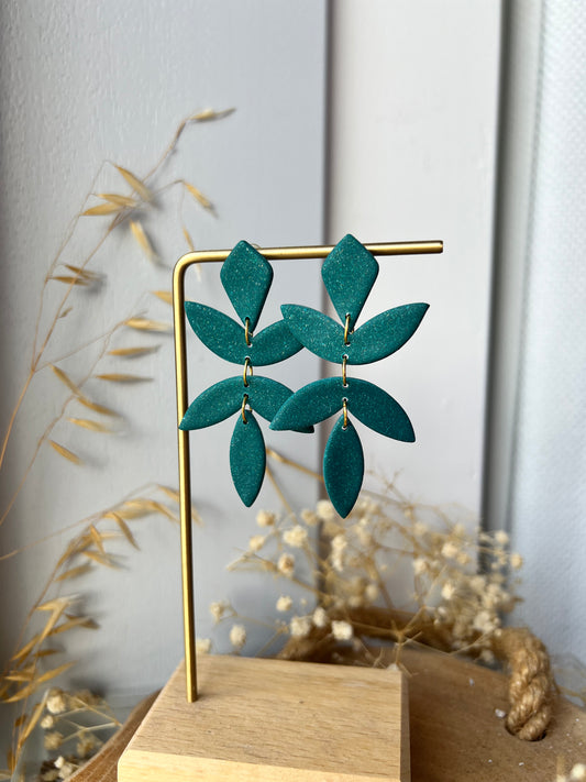 Chiara blad oorbellen - galaxy groen