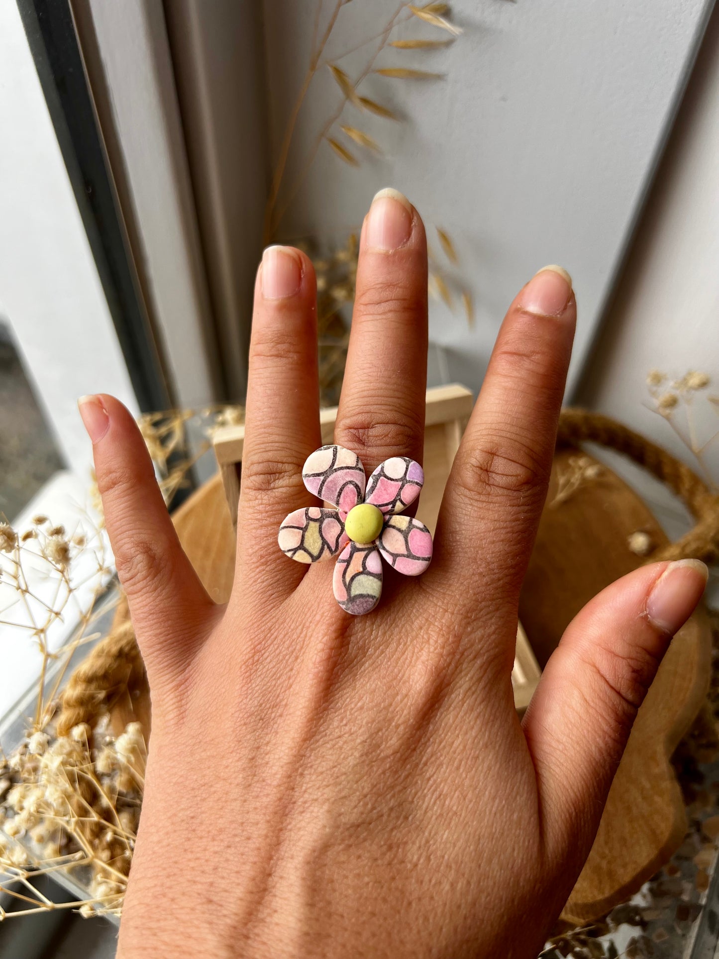 Gele Bloemen Ring